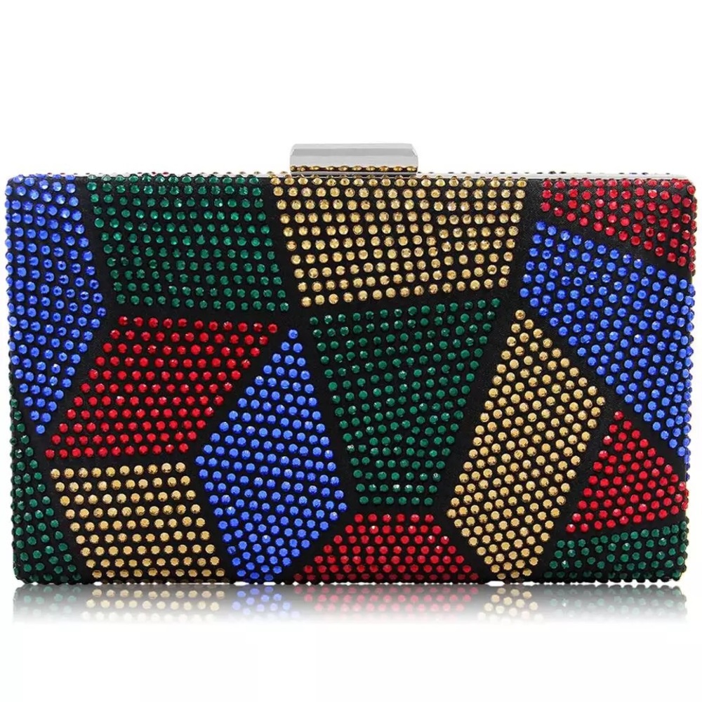 Rhinestone studded multicolor evening clutch bag - Picture 9 of 9